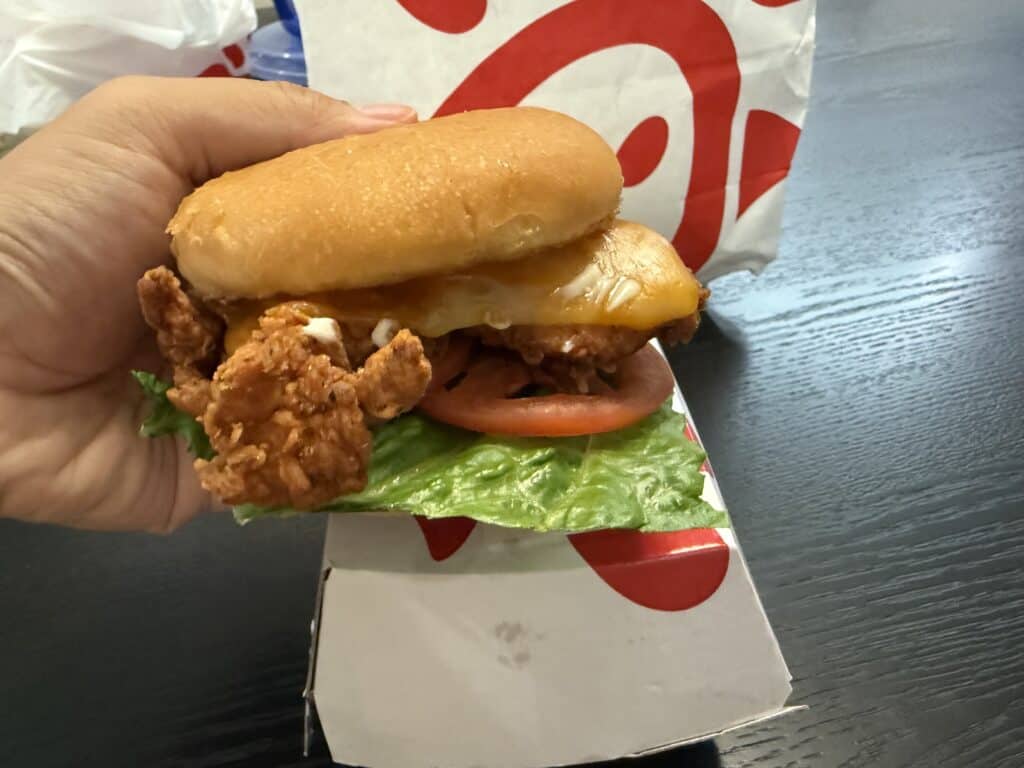 Chick-fil-A Spicy Deluxe Sandwich In Hand