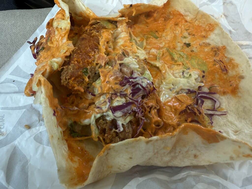 Spicy Ranchero Crispy Chicken Burrito Opened